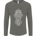 White Mandala Art Elephant Mens Long Sleeve T-Shirt Charcoal
