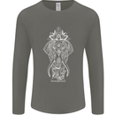 White Mandala Art Elephant Mens Long Sleeve T-Shirt Charcoal
