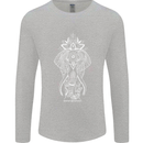 White Mandala Art Elephant Mens Long Sleeve T-Shirt Sports Grey