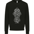 White Mandala Art Elephant Mens Sweatshirt Jumper Black