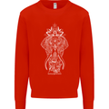 White Mandala Art Elephant Mens Sweatshirt Jumper Bright Red