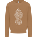 White Mandala Art Elephant Mens Sweatshirt Jumper Caramel Latte