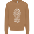 White Mandala Art Elephant Mens Sweatshirt Jumper Caramel Latte