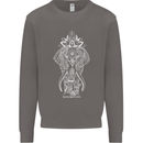 White Mandala Art Elephant Mens Sweatshirt Jumper Charcoal