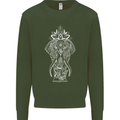 White Mandala Art Elephant Mens Sweatshirt Jumper Forest Green