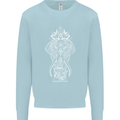 White Mandala Art Elephant Mens Sweatshirt Jumper Light Blue