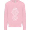 White Mandala Art Elephant Mens Sweatshirt Jumper Light Pink