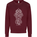 White Mandala Art Elephant Mens Sweatshirt Jumper Maroon