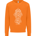 White Mandala Art Elephant Mens Sweatshirt Jumper Orange