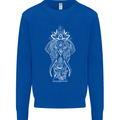 White Mandala Art Elephant Mens Sweatshirt Jumper Royal Blue