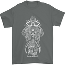 White Mandala Art Elephant Mens T-Shirt Cotton Gildan Charcoal