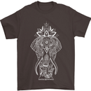 White Mandala Art Elephant Mens T-Shirt Cotton Gildan Dark Chocolate