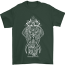 White Mandala Art Elephant Mens T-Shirt Cotton Gildan Forest Green