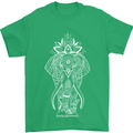 White Mandala Art Elephant Mens T-Shirt Cotton Gildan Irish Green