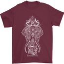 White Mandala Art Elephant Mens T-Shirt Cotton Gildan Maroon