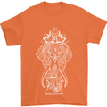 White Mandala Art Elephant Mens T-Shirt Cotton Gildan Orange