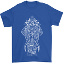 White Mandala Art Elephant Mens T-Shirt Cotton Gildan Royal Blue