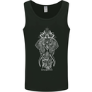 White Mandala Art Elephant Mens Vest Tank Top Black