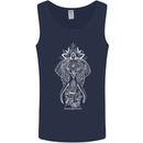 White Mandala Art Elephant Mens Vest Tank Top Navy Blue