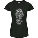 White Mandala Art Elephant Womens Petite Cut T-Shirt Black