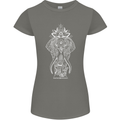 White Mandala Art Elephant Womens Petite Cut T-Shirt Charcoal