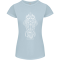 White Mandala Art Elephant Womens Petite Cut T-Shirt Light Blue