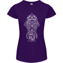 White Mandala Art Elephant Womens Petite Cut T-Shirt Purple