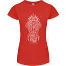 White Mandala Art Elephant Womens Petite Cut T-Shirt Red