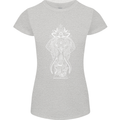 White Mandala Art Elephant Womens Petite Cut T-Shirt Sports Grey