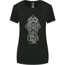 White Mandala Art Elephant Womens Wider Cut T-Shirt Black