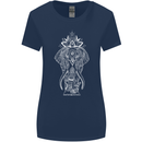 White Mandala Art Elephant Womens Wider Cut T-Shirt Navy Blue