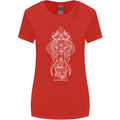 White Mandala Art Elephant Womens Wider Cut T-Shirt Red