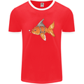 Shark Wannabe Funny Goldfish Sea Fishing Mens Ringer T-Shirt FotL Red/White