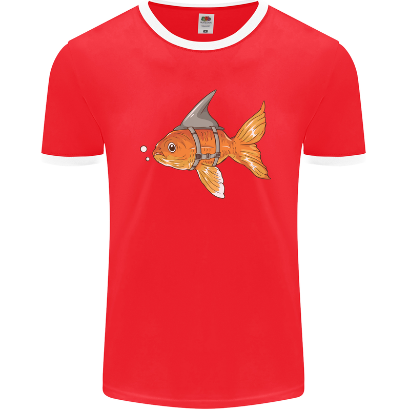 Shark Wannabe Funny Goldfish Sea Fishing Mens Ringer T-Shirt FotL Red/White