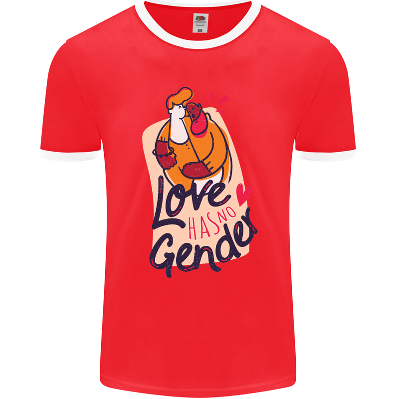 LGBT Love Has No Gender Gay Pride Day Mens Ringer T-Shirt FotL Red/White