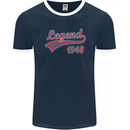Legend Since 75th Birthday 1948 Mens Ringer T-Shirt FotL Navy Blue/White