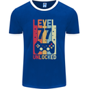 77th Birthday 77 Year Old Level Up Gamming Mens Ringer T-Shirt FotL Royal Blue/White