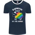 LGBT Rainbow Sheep Funny Gay Pride Day Mens Ringer T-Shirt FotL Navy Blue/White