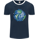 Earth Hands Climate Change Environment Mens Ringer T-Shirt FotL Navy Blue/White