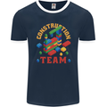 Construction Funny Building Blocks Bricks Mens Ringer T-Shirt FotL Navy Blue/White
