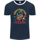 Construction Funny Building Blocks Bricks Mens Ringer T-Shirt FotL Navy Blue/White