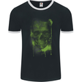 Creepy Green Skull Mens Ringer T-Shirt FotL Black/White