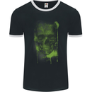 Creepy Green Skull Mens Ringer T-Shirt FotL Black/White