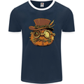 Steampunk Pumpkin Halloween Mens Ringer T-Shirt FotL Navy Blue/White