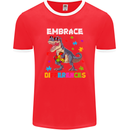 Autism T-Rex Embrace Differences Autistic Mens Ringer T-Shirt FotL Red/White
