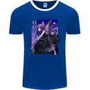 Anime Fairy Biker Japan Motorbike Motorcyle Mens Ringer T-Shirt FotL Royal Blue/White