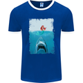 Funny Shark Parody Scuba Diving Fishing Mens Ringer T-Shirt FotL Royal Blue/White