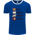 Eat Sleep Smoke Weed Repeat Drugs Cannabis Mens Ringer T-Shirt FotL Royal Blue/White