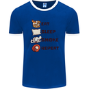 Eat Sleep Smoke Weed Repeat Drugs Cannabis Mens Ringer T-Shirt FotL Royal Blue/White