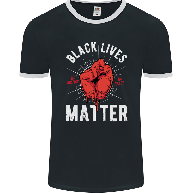 Black Lives Matter Mens Ringer T-Shirt FotL Black/White